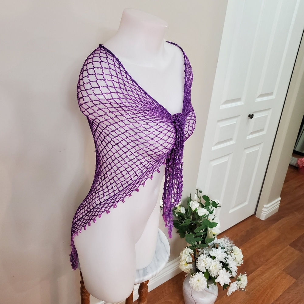 Purple Fishnet Shawl Wrap